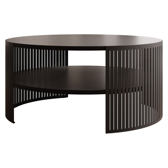 Cruz - table basse ronde - noir - 1 niche - 75 cm - Noir