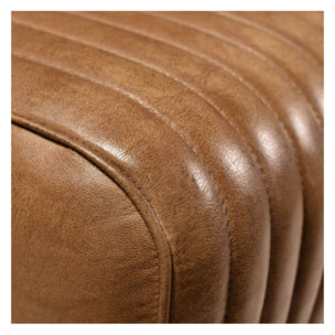 Tabouret en cuir marron et bois de manguier - Morena