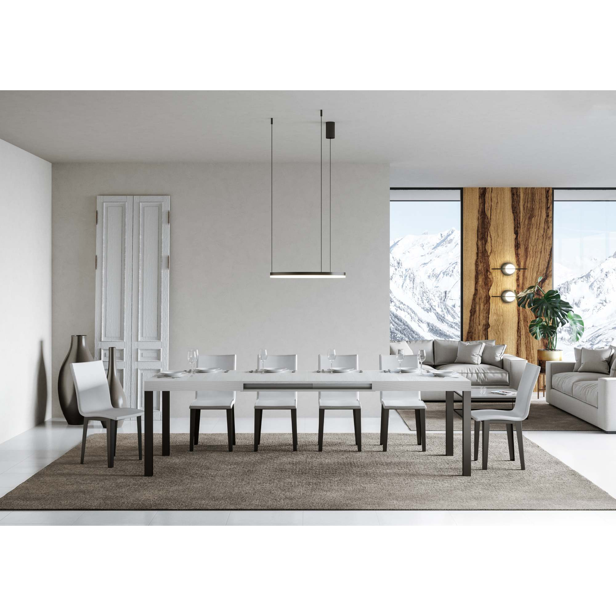 Mesa extensible 90x180/284 cm Everyday Fresno Blanco estructura Antracita