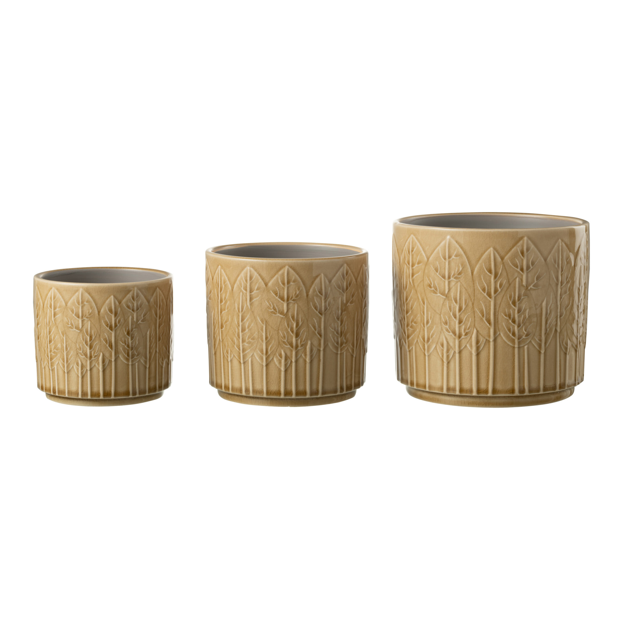 J-Line cache-pot Feuille - céramique - beige - large - Ø 17 cm