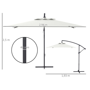Parasol déporté rectangulaire 3 x 2 m – Manivelle – Protection UV
