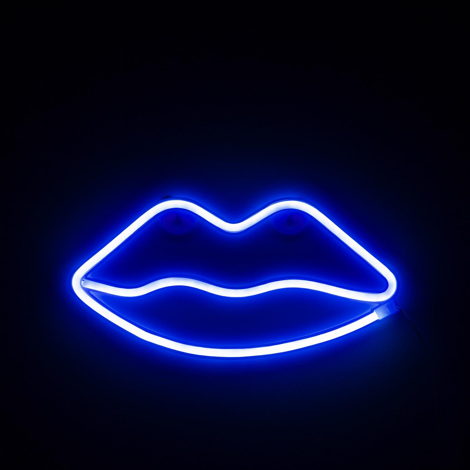 Ciondolo neon blu design Lips.