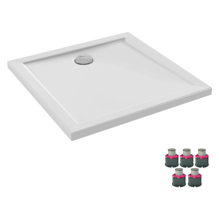 Receveur de douche 80 x 80 Gaspard céramique carré avec kit de réhausse