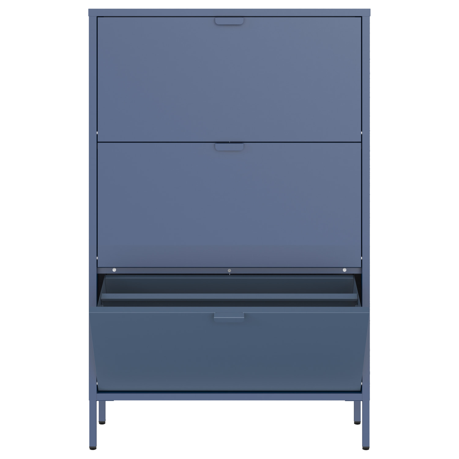 Meuble à chaussures 3 portes en métal bleu gris MARION