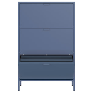 Meuble à chaussures 3 portes en métal bleu gris MARION