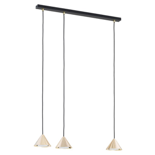 Lampada a sospensione ELIT con tre diffusori conici in oro