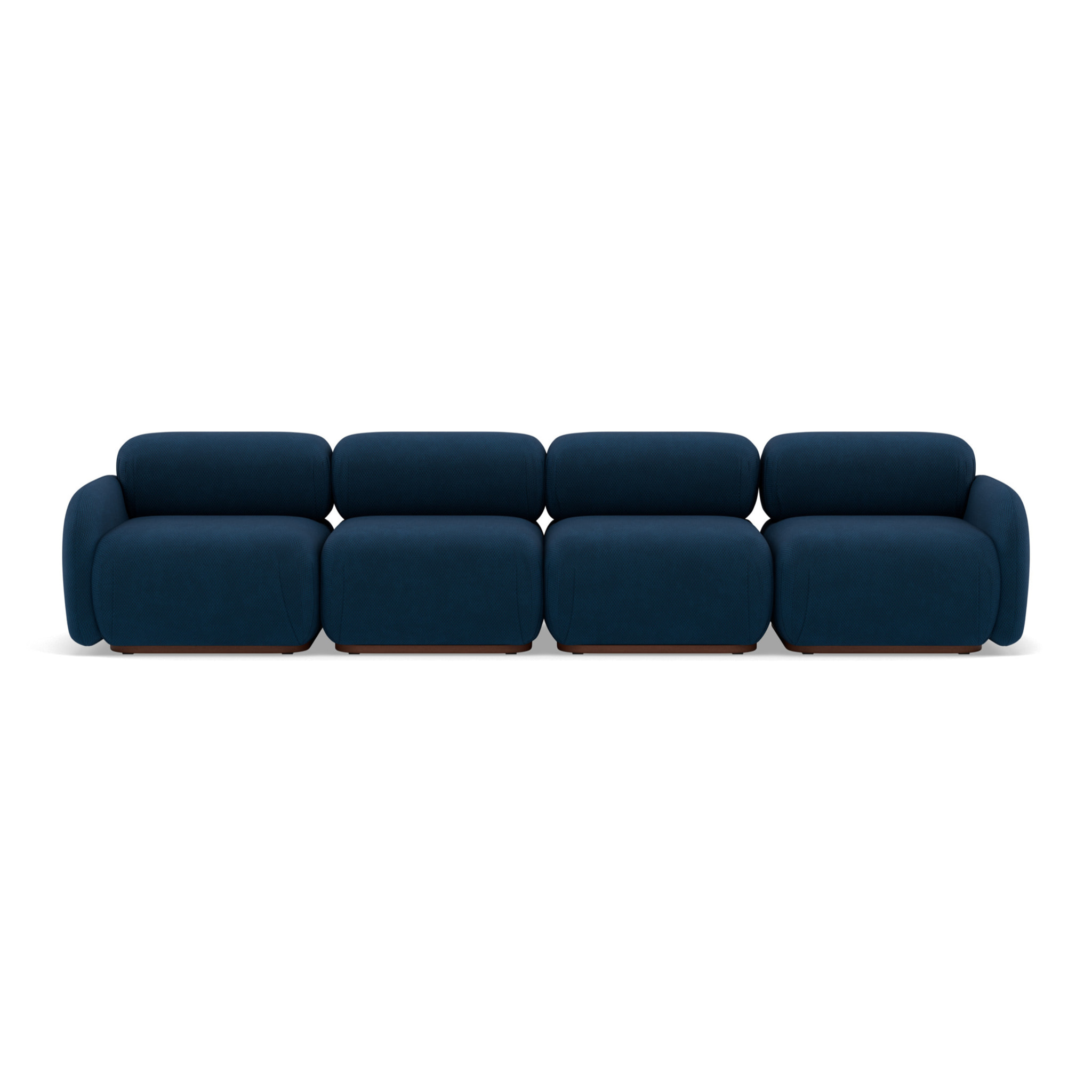 Penelope - canapé droit modulable 4 places en velours texturé - Bleu