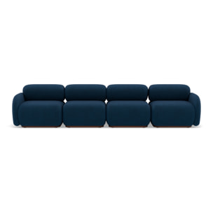 Penelope - canapé droit modulable 4 places en velours texturé - Bleu