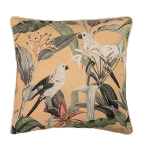 Cojin Lino Cacatuas Amarillo 45x13x45 Cm