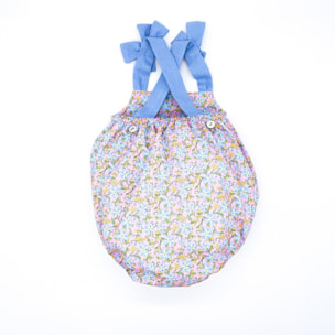 Pelele tirantes popelín flor azul