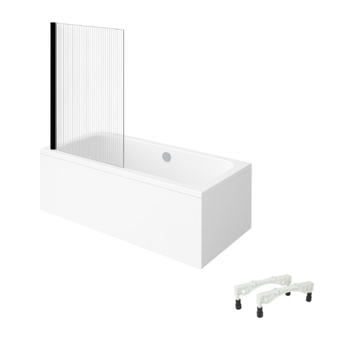 Baignoire droite VILLEROY & BOCH Architectura avec pieds acrylique 190 x 90 cm  + Pare bain gauche AURYS Raywall Noir mat