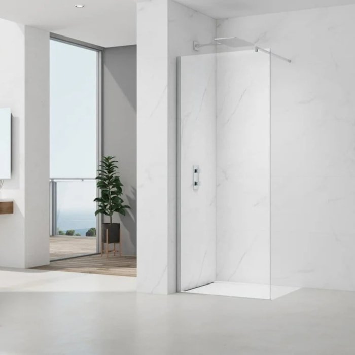 Project paroi de douche à l'italienne 70 cm avec accessoires de montage, chrome brillant (SATBWIPRO70)