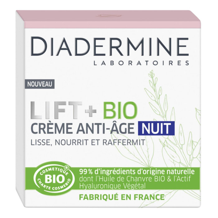 Diadermine - Lift+ Bio - Crème Anti-Âge Nuit Bio - 50 Ml