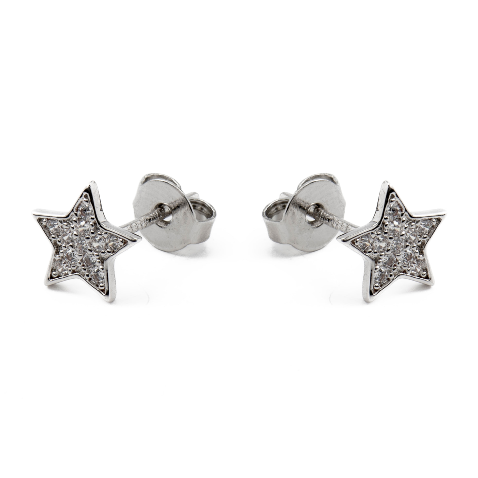 Pendientes de Circonita Brillante acabados en rodio