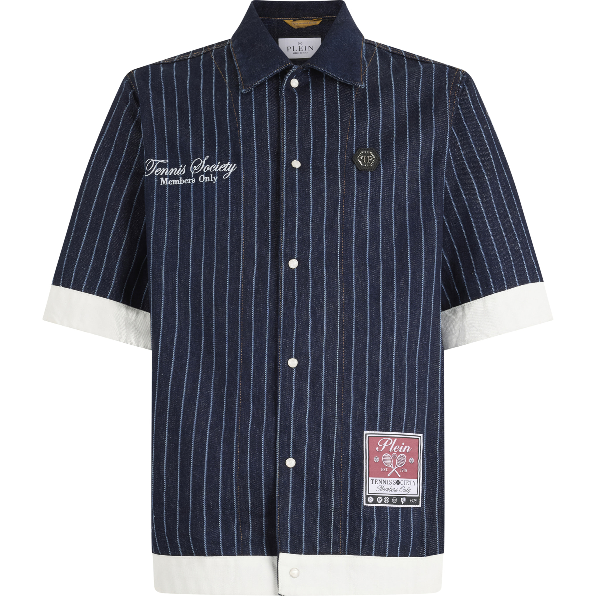 PHILIPP PLEIN Shortsleeve Denim Overshirt Tennis