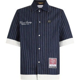 PHILIPP PLEIN Shortsleeve Denim Overshirt Tennis