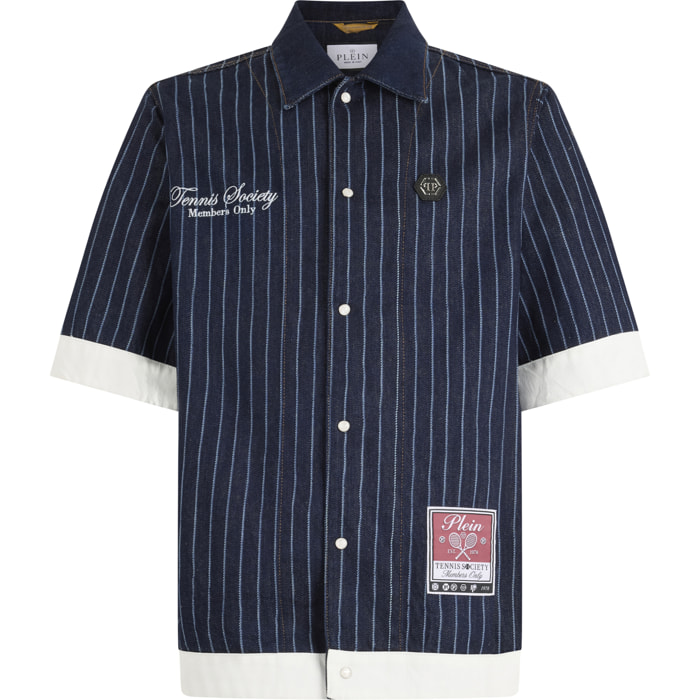 PHILIPP PLEIN Shortsleeve Denim Overshirt Tennis