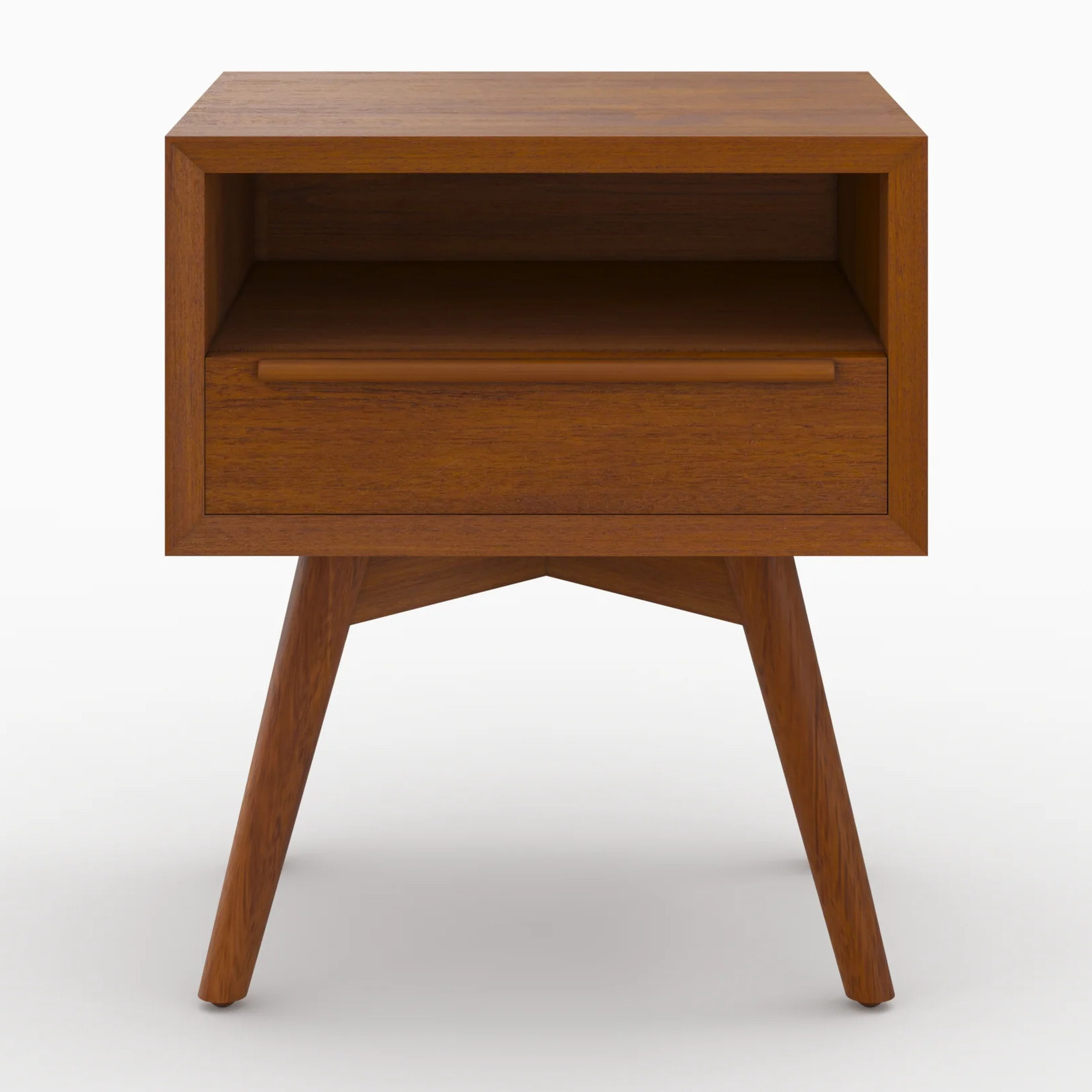 Table de chevet  en bois de teck, 1 niche et 1 tiroir - Waya