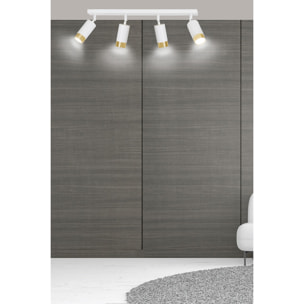 Faretto da soffitto Hiro in acciaio bianco e oro