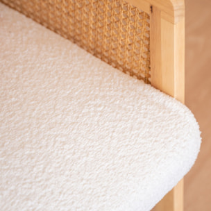 Fauteuil en cannage et tissu bouclé - MANI