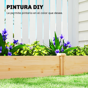 Jardinera Elevada de Madera, Huerto Urbano para Cultivar Plantas, Macetero Exterior con Divisor y Base Abierta, Pintura DIY, para Jardín, Terraza, 235x121x26 cm, Natural