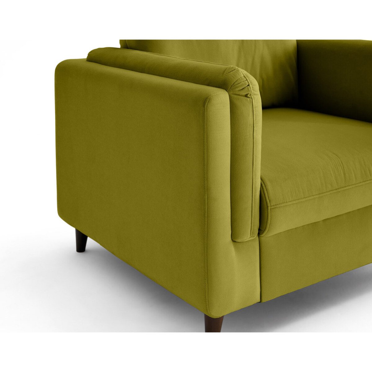Brooke - fauteuil en velours pieds en bois - Vert Olive