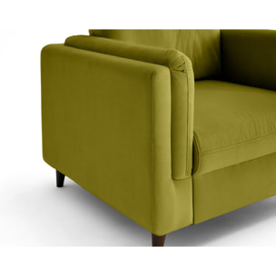 Brooke - fauteuil en velours pieds en bois - Vert Olive