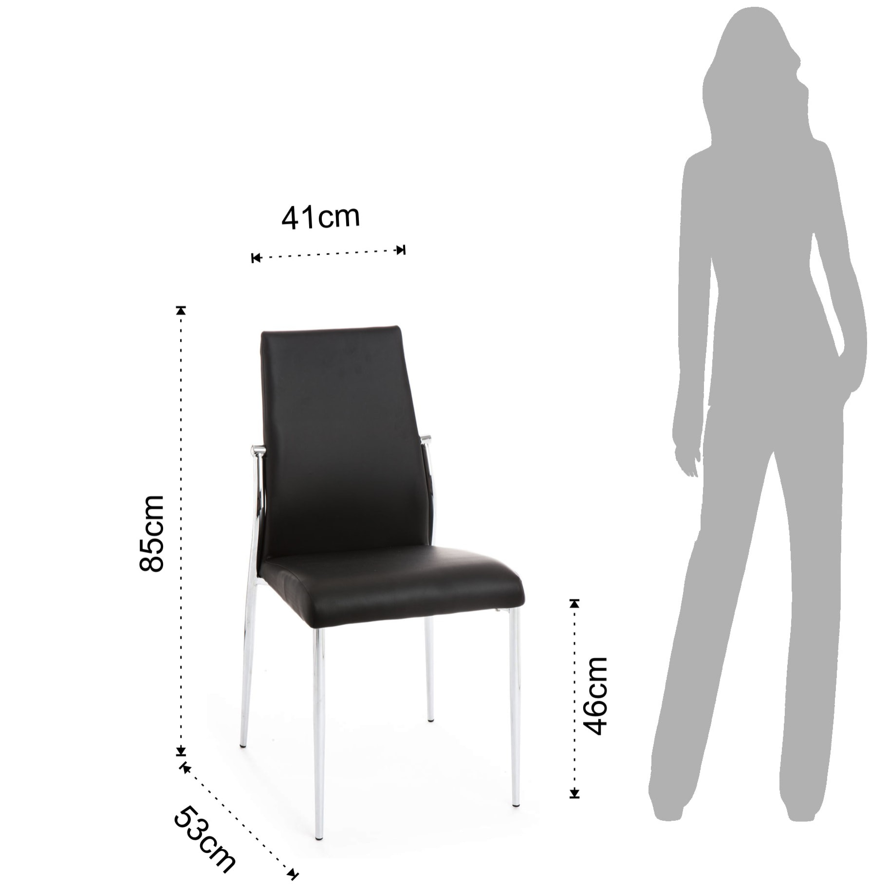 Tomasucci Lot de 4 CHAISES MARGO' BLACK Noir