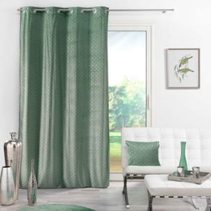 Rideau tamisant en velours print or - Kaki