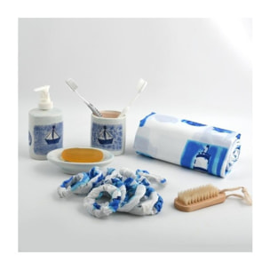 Lot d'accessoires de salle de bain BATEAUX Bleu & Blanc MSV