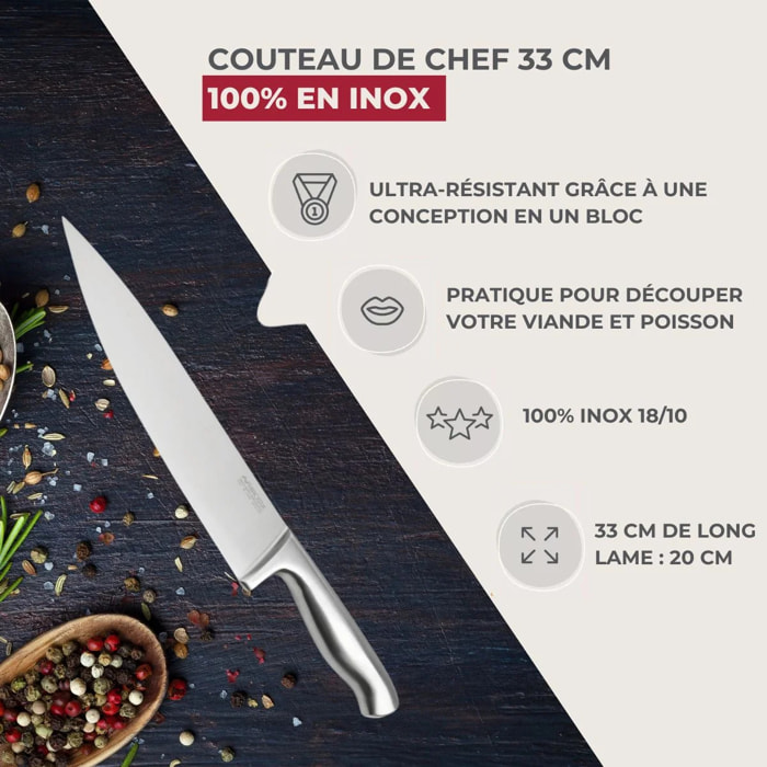 Set de 2 couteaux de chef 33 cm en inox Nirosta Star