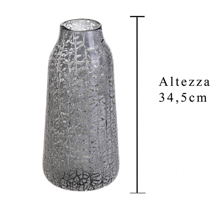 Vaso Vetro Quadretto. Altezza 34,5 Cm - Pezzi 1 - 16X34,5X16cm - Colore: Argentato - Bianchi Dino - Vasi E Cont. Vetro, Alzate