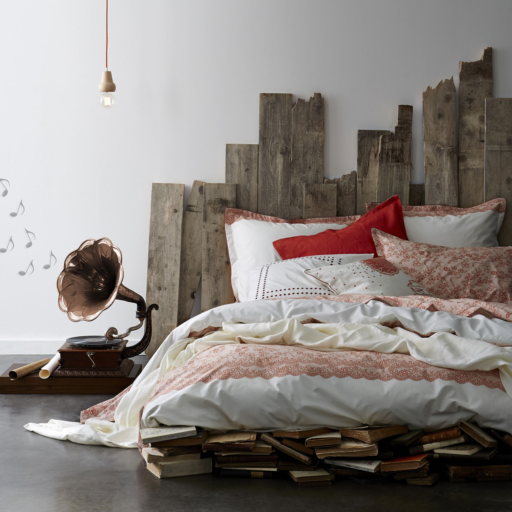 Taie d'oreiller imprimée en percale de coton, RÉCITAL, Cuivre