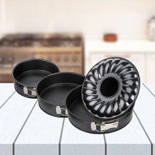 Set de 2 moules à manqué et 1 moule à manqué et savarin diamètres 20, 24 , 28 cm Zenker Black Metallic