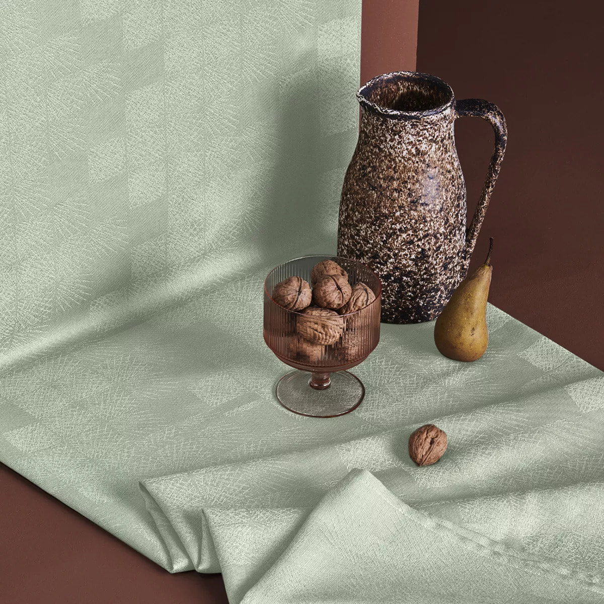 Nappe pur coton motif jacquard vert Epis verde