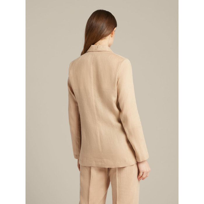 Elena Mirò - Blazer de lino estilo sahariano - Beige