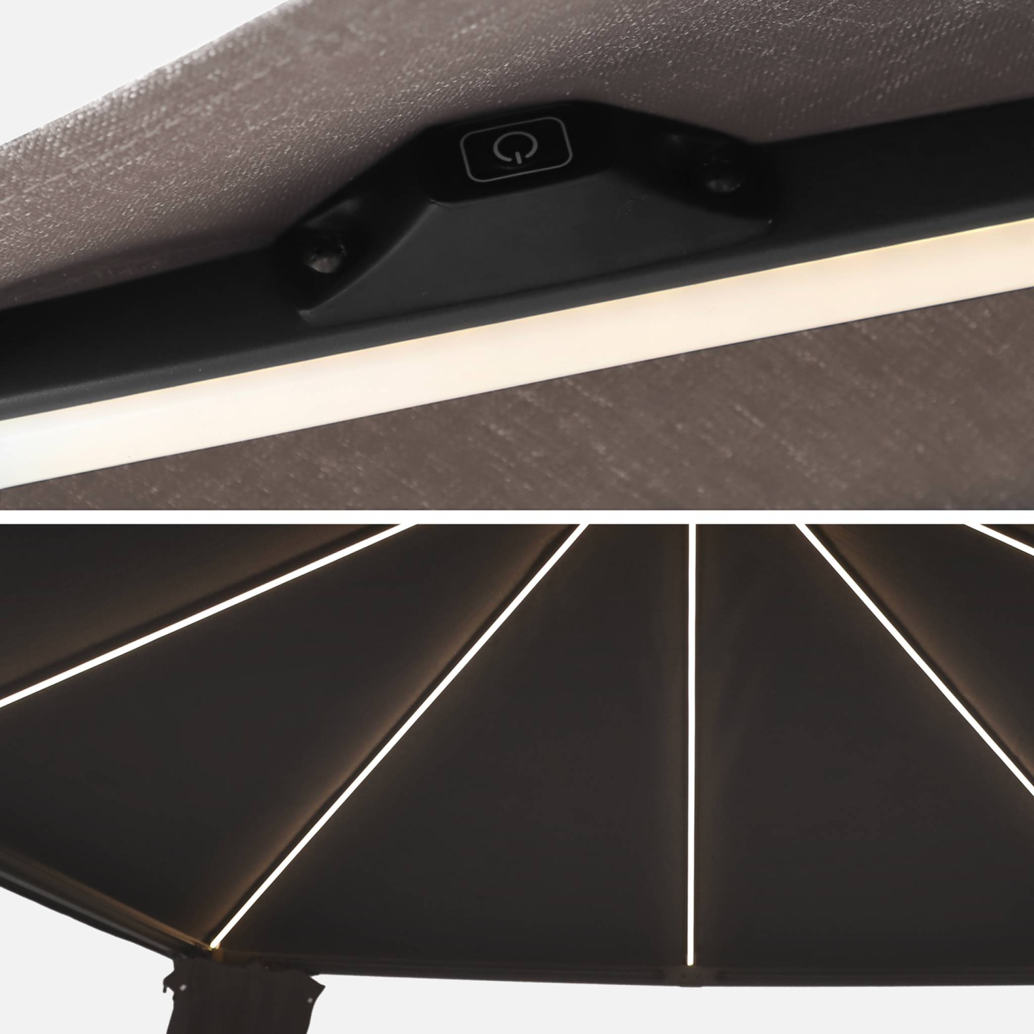 Tonnelle 4x3m aluminium effet bois avec rideaux et led  VELUNA