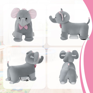 Elefante Eléctrico con Música, Batería 6V, Caballo de Juguete Eléctrico, Tacto Suave, Ruedas Silenciosas de PU, Pedal, Marcha Adelante, Regalo para Niños y Niñas de 1,5 a 5 Años, Gris
