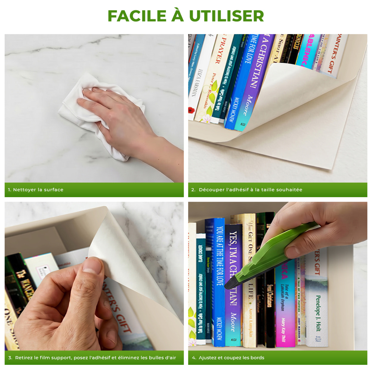 Stickers muraux 3D | Sticker Mural Autocollant effet 3D livres 1ère partie - Stickers adhésifs 3D Chambre Salon Trompe l'oeil