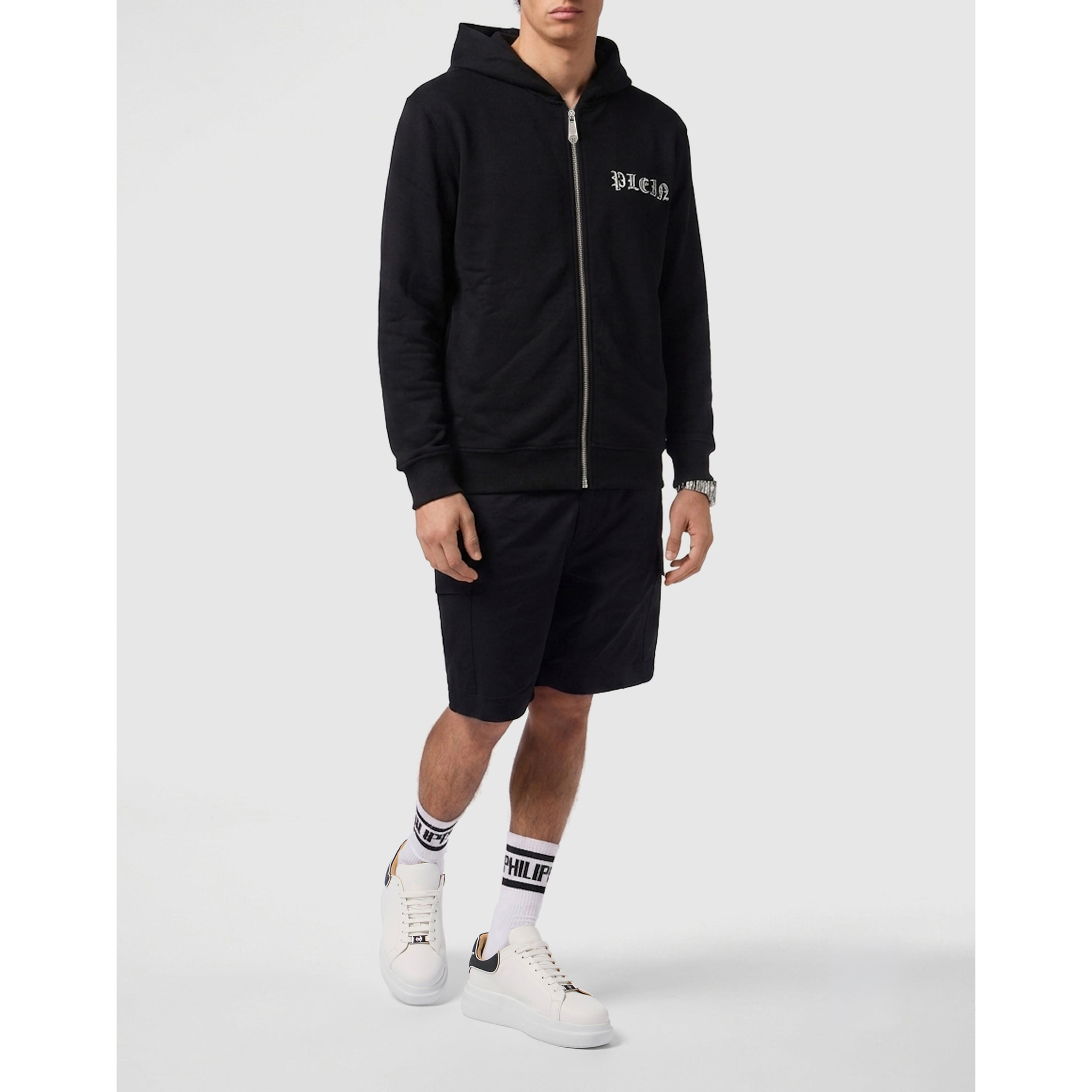 PHILIPP PLEIN Felpa con zip e cappuccio SKULL