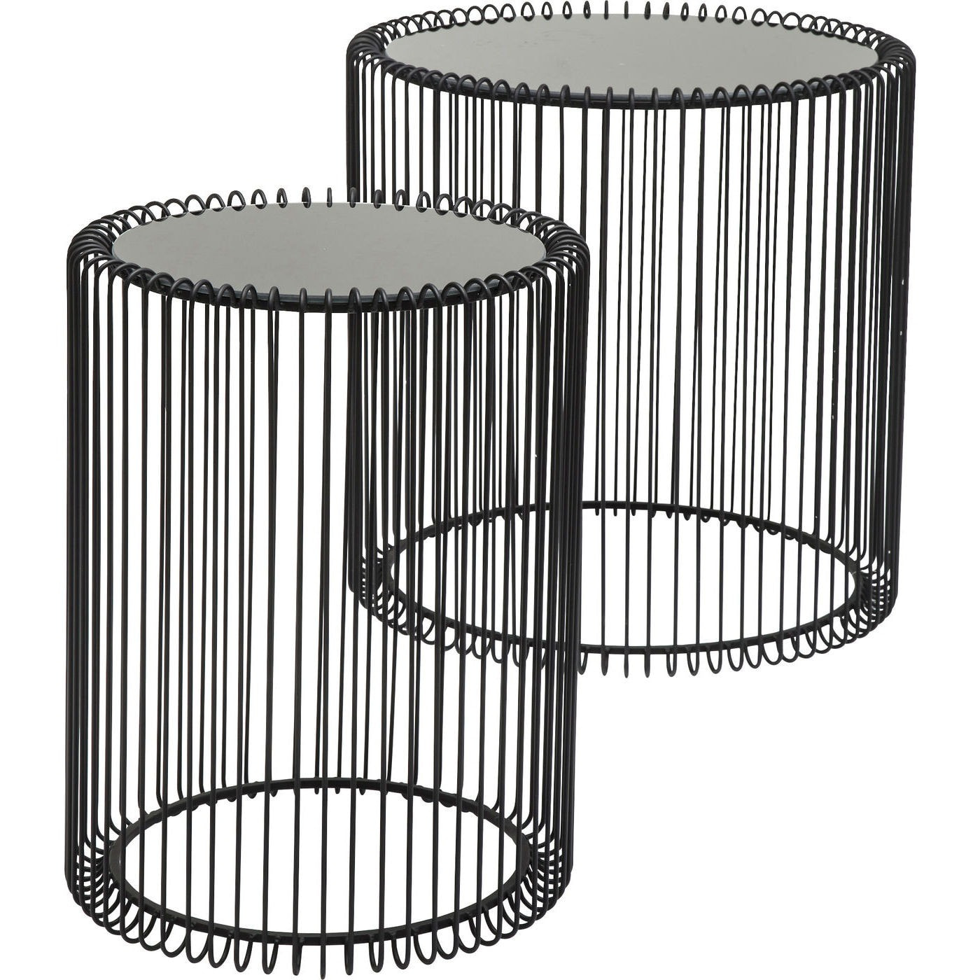 Tables d'appoint rondes Wire noires set de 2 Kare Design