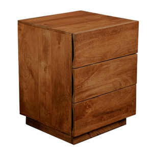 Table de chevet Moru -bois massif de mangue-couleur noyer 40 x 50 x 38 cm