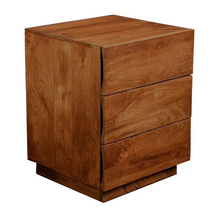 Table de chevet Moru -bois massif de mangue-couleur noyer 40 x 50 x 38 cm