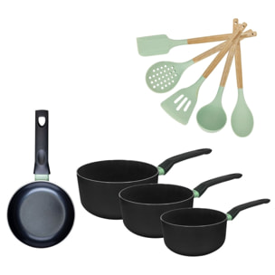 Lot Poêl et 3 CasserolesFackelmann Brandao avec 5 ustensiles Ocean