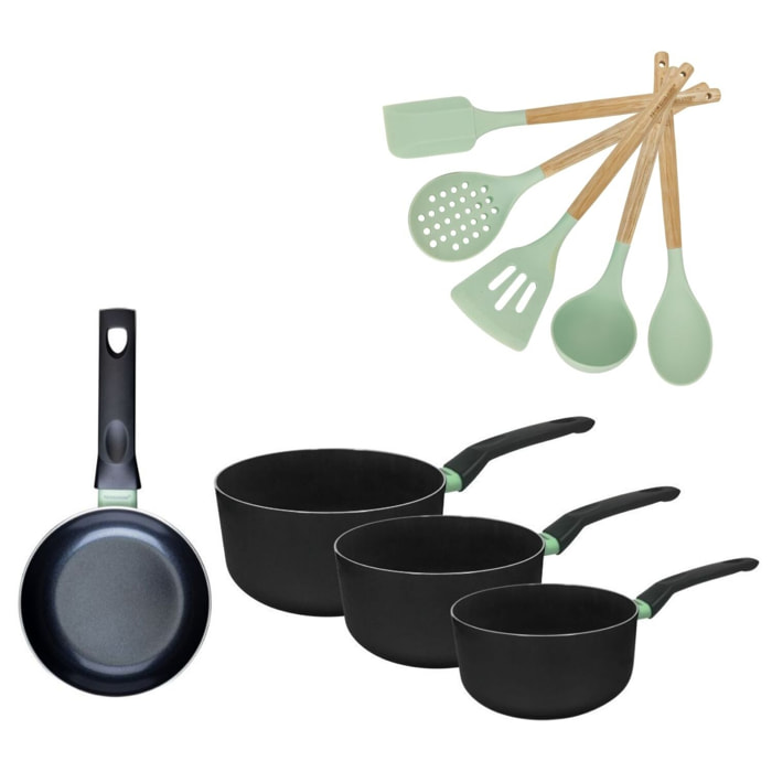 Lot Poêl et 3 CasserolesFackelmann Brandao avec 5 ustensiles Ocean