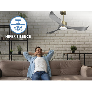 Ventilateur de plafond Réversible  Thermostat Dimmable Wifi Moteur à courant continu Toits en pente Télécommande Lumière à trois tons Mémoire