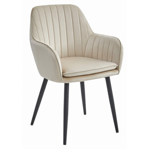 Poltroncina Lugo in velluto beige e gambe nere