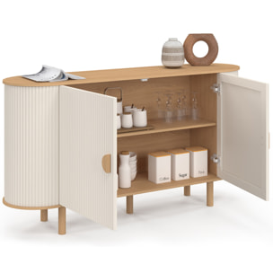Buffet Kanel 2 portes beige effet cannelé 140cm