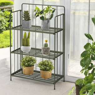 Well home - jardinera de 3 niveles en metal verde de diseño plegable h.90cm