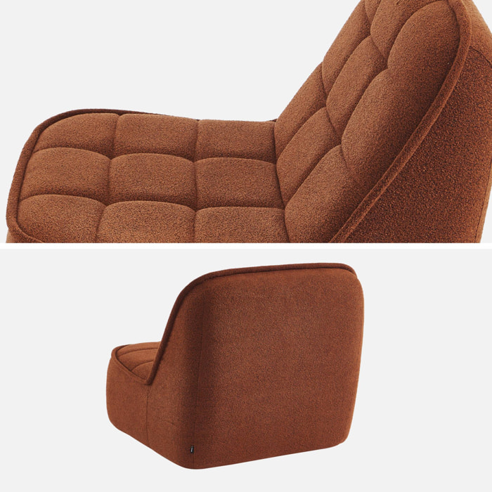 Chauffeuse bouclette texturée 1 place terracotta L 93 x P 104 x H 85cm - Boni